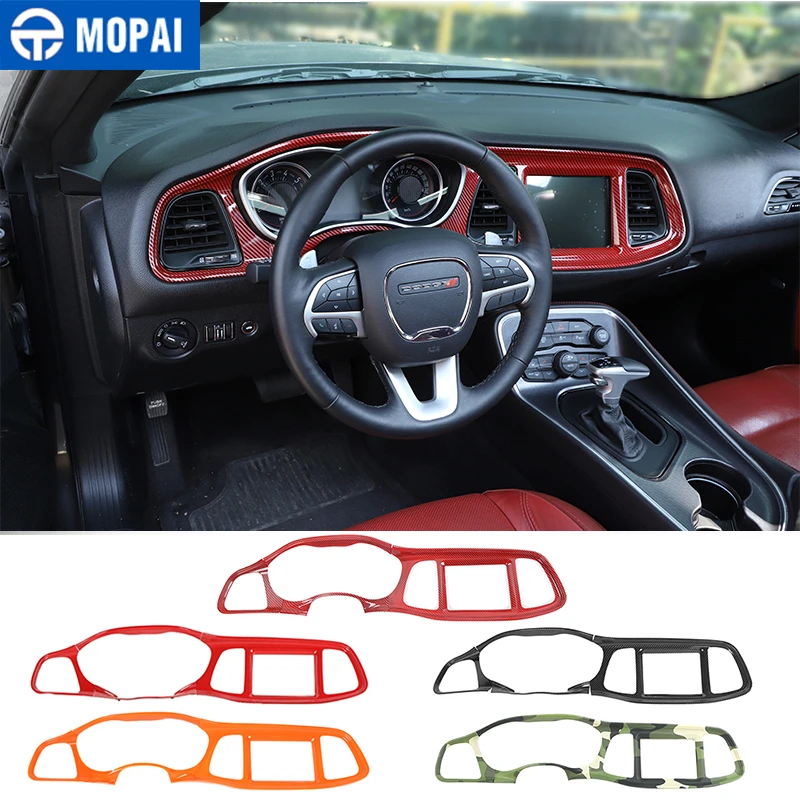 MOPAI Car Interior Center Control Instrument Panel Dashboard Decoration Cover Accessories For Dodge Challenger 2015+