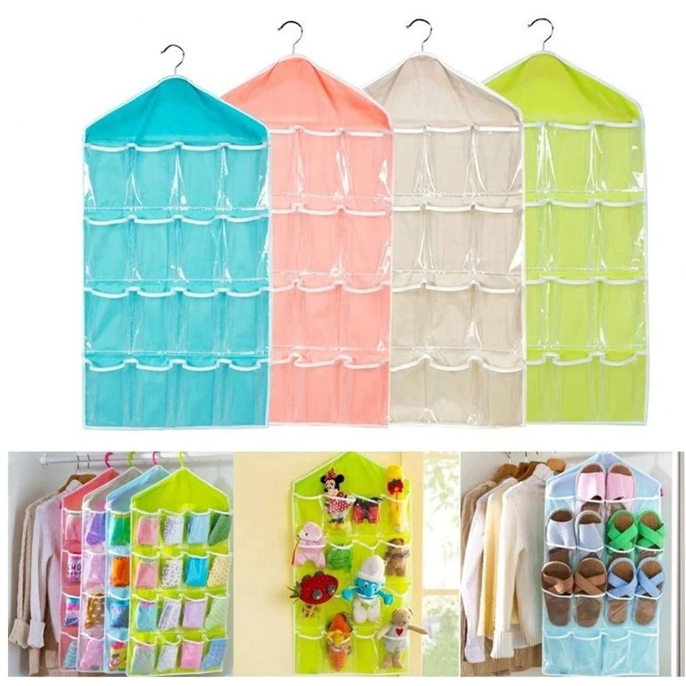 

Closet Organizer with 16 Pockets Hanging Storage Bag Wall-mounted Clothes Organizer Underwear Socks Wardrobe Bags Dropshipping
