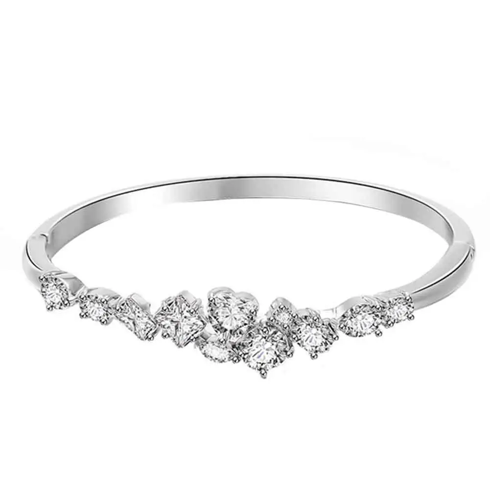 Top Sale Fashion Sparkling Strand Bracelets Women Cubic Zirconia Inlaid Bracelet Bangle Party Wedding Fine Jewelry Gift 3 Colors | Украшения