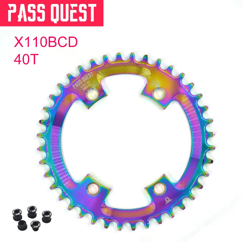 40T Pass Quest дорожный велосипед узкая широкая цепь X110BCD с титановым покрытием круглый 40 T-52 T для R2000 R3000 4700 5800 6800 DA9000 - Цвет: 40T