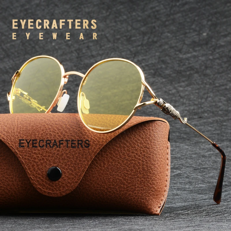 Eyecrafers Роскошные брендовые дизайнерские женские солнцезащитные очки Поляризованные Ретро вождения винтажные Модные женские зеркальные круглые очки оттенки