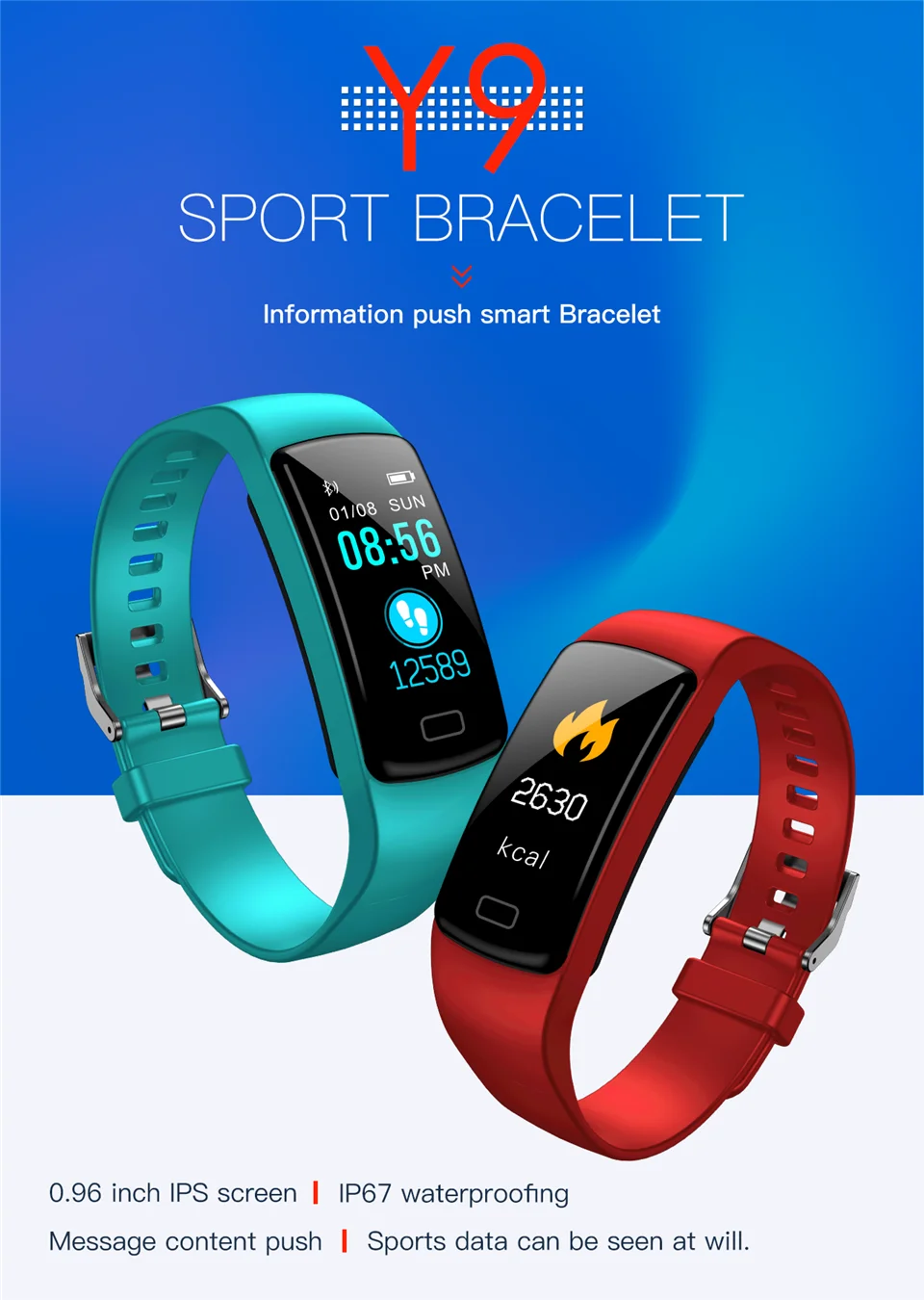 Умные часы Y9 с Bluetooth, трекер, Часы, пульсометр, монитор артериального давления, умные часы, браслет, спортивный фитнес-браслет