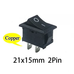 50/100 pcs/batch mini black button switch 6A-10A 110V 250V KCD1 2Pin snap-in on/off rocker switch with high quality copper feet