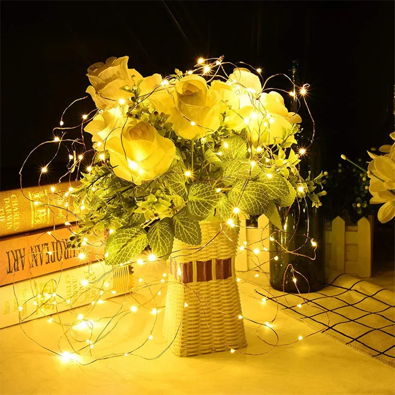 Decoração do Natal Fio de Cobre Luz da Corda com Caixa de Bateria 8 Modos Flash Controle Remoto 5 - 10 20 30m 14 Fios de iluminação