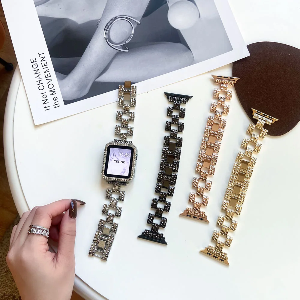 

Metal Bands for Apple Watch 45mm 44mm 42mm 41mm 40mm 38mm iWatch SE Series 3 4 5 6 7 Adjustable Fashion Bracelet Watch Strap
