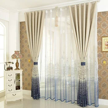 

Mediterranean Blue Shade Curtains for Living Dining Room Bedroom.