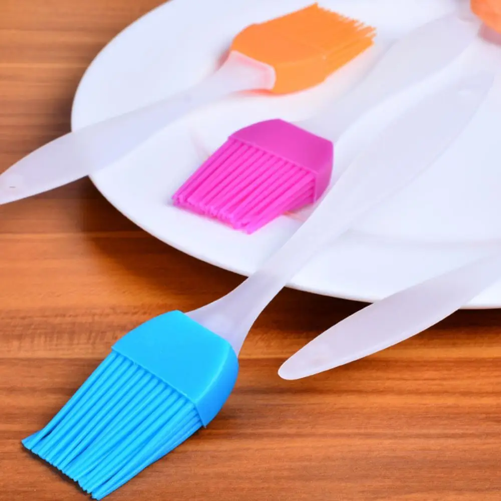 2pcs Food Grade Silicone Brush For Butter Cream Oil Liquid Albumen High Temperature Resistance Barbecue BBQ Brush Baking Tool