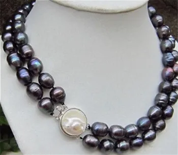

Jewelry Pearl Necklace 2S Rare charming 11-13mm tahitian black baroque pearl necklace 18" 5.27 Free Shipping