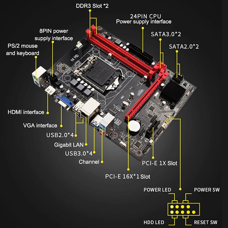 H81 настольное компьютерное гнездо для материнской платы Lga 1150 Pins I3 I5 3470 4590 Cpu Super B85 Micro-Atx Uefi bios