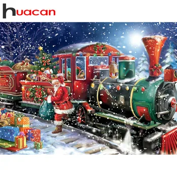 

Huacan diamond embroidery Christmas cross stitch diamond mosaic Santa Claus with square round drill diamond painting home art