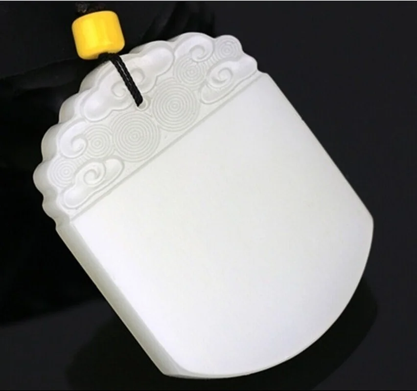 

Natural White Hand-carved Jade Pendant Jewelry Necklace Men's and Women's Jade Plate Jade Pendant