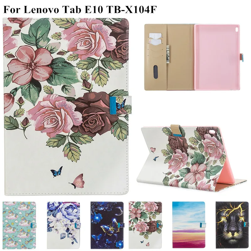 Милый чехол для планшета с единорогом и цветами для lenovo Tab E10 10,1 TB-X104F TB-X104L, Тонкий Магнитный чехол для lenovo E10, чехол