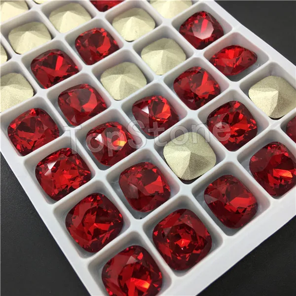 Red Topstone K9 стекло кристалл 8 мм 10 мм 12 мм Классический жир квадратный заостренные с обратной стороны Стразы высокое качество - Цвет: Red
