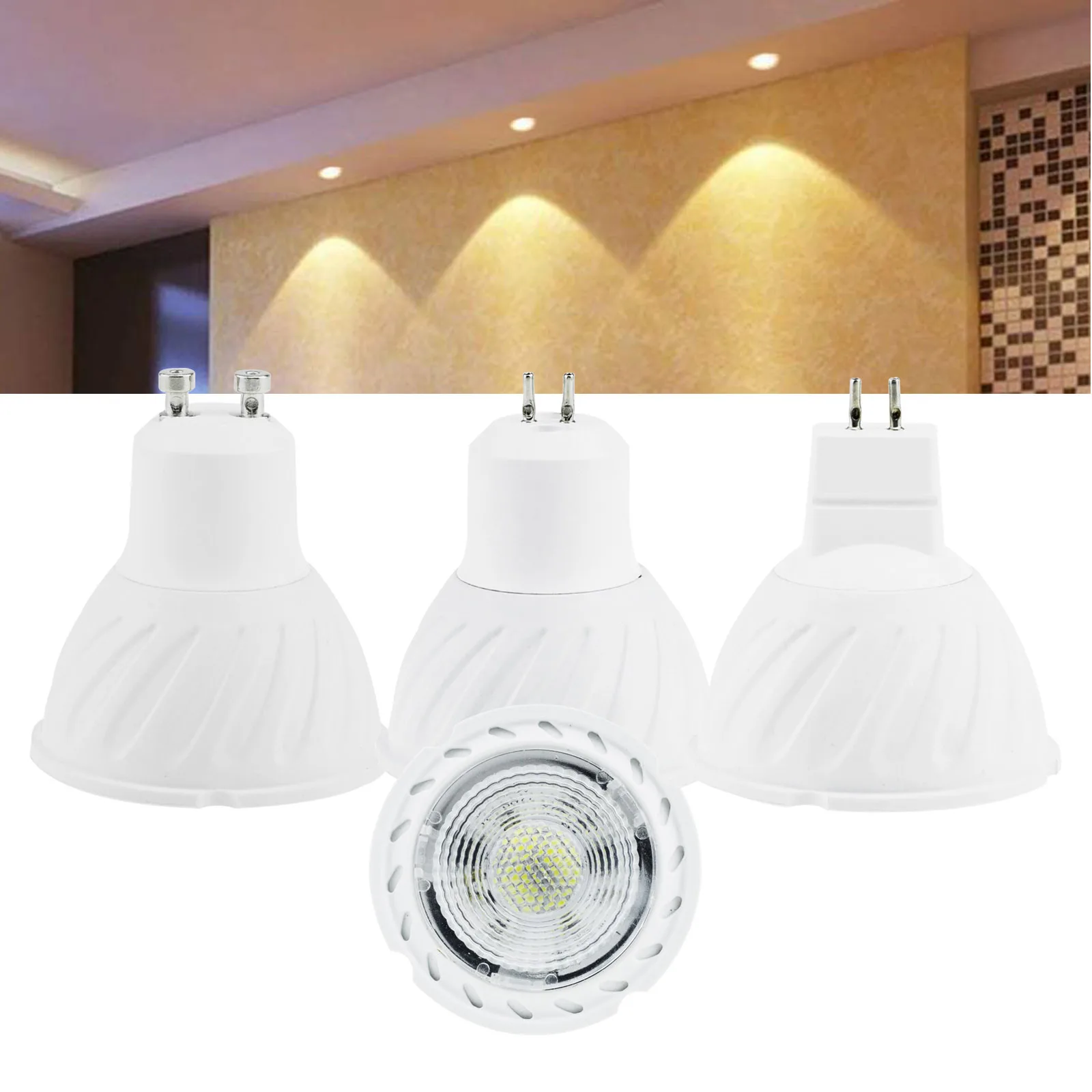 10X 디밍 가능 GU10 LED 스포트라이트 220V 7W MR16 GU5.3 LED 램프 COB 45 빔 각도 차가운 따뜻한 화이트 bombilla 전구 램프 홈 오피스