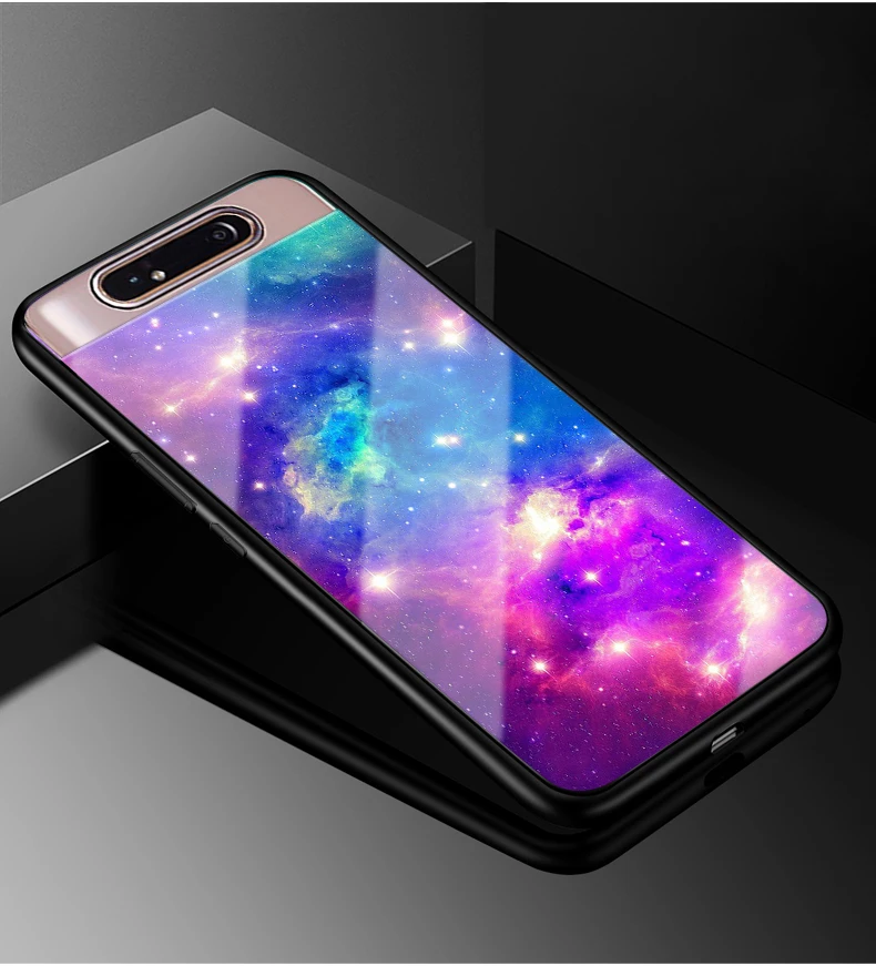 Для samsung Galaxy A80 чехол 6,7 ''закаленное стекло твердая задняя крышка для samsung Galaxy A90 A 80 мягкий чехол для телефона бампер