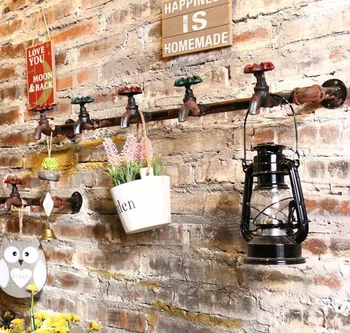 

Coat HooksRetro Industrial Style Hook Faucet Shelving Industrial Steampunk Iron Pipe Wall Hanging Crafts Porch Wall Coat Rack