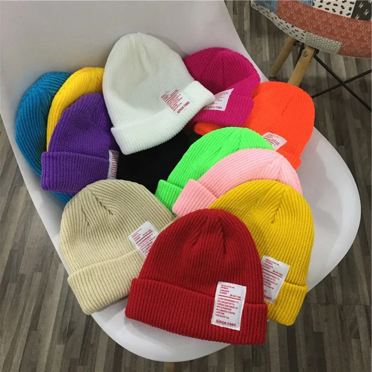 

Ins Same Pure Color Simple Children's Knitting Hat Personality Baby Boys Girls Wool Hat