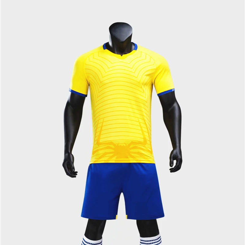 Пустые футбольные формы наборы взрослые и дети футбол Джерси и шорты Мальчики футбольные тренировочные костюмы Спортивная футболка - Цвет: Yellow