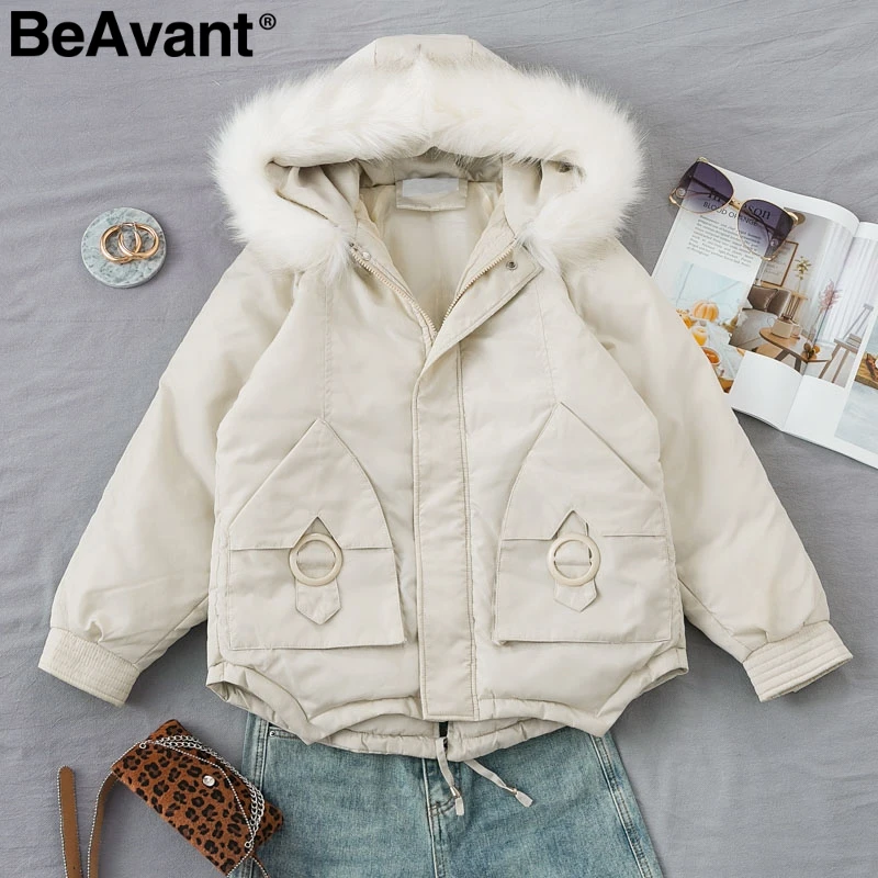 BeAvant, большие пуговицы, карманы, на шнуровке, Женская парка, модная верхняя одежда, женские куртки, Осень-зима, на молнии, с капюшоном, теплое Стеганое пальто