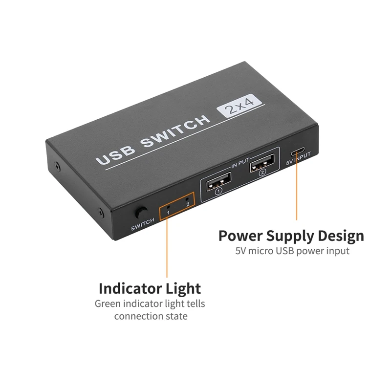 Usb коммутатор 2X4 периферийный коммутатор 2 компьютера обмена 4 Usb устройства Usb2.0 концентратор для мыши/U диск/клавиатура/камера/принтер с 2