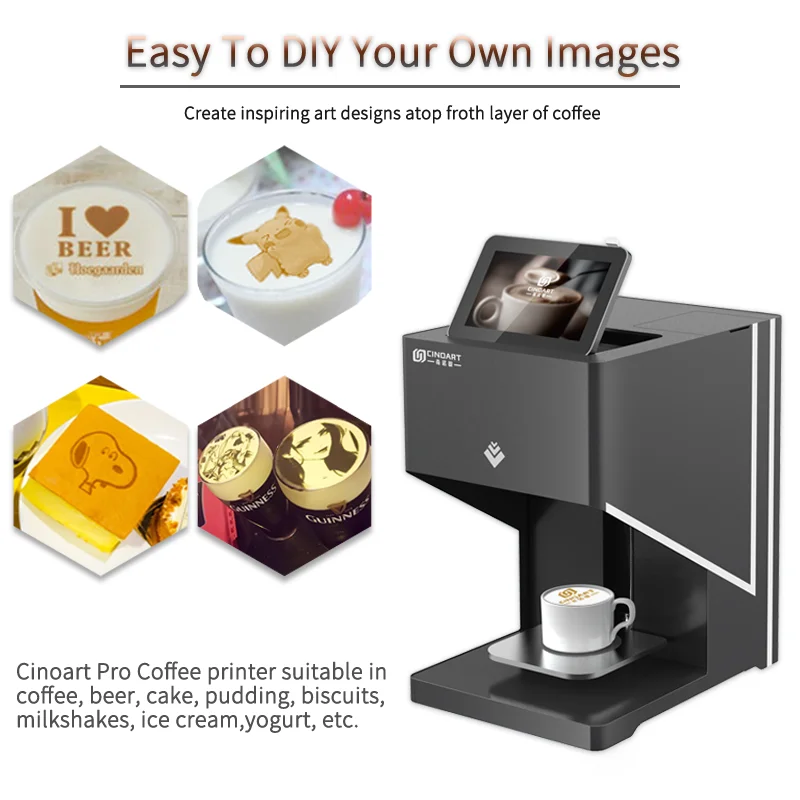 Coffee Printer Milk Tea Cake Food Printer CE Wifi optional 4 cups/ time