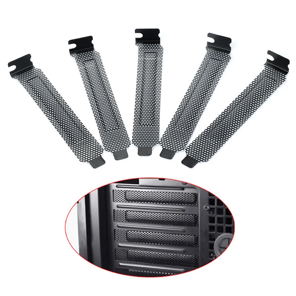 Hard Steel Black Mesh PCI Chassis Slot Covers Bracket Dust Filter With Screws Blanking Plate For PC Computer 5pcs 120x20x12mm chassis cooling dust filter pc case dust filter