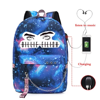

Mochila Billie Eilish Backpack Galaxy Bookbags School Bags for Teenage Girls Boys Women Backpacks Usb Charge Laptop Knapsack
