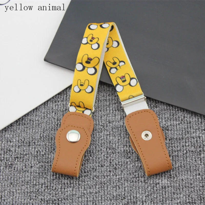 yellow animal Детский Эластичный пояс с пряжкой и рисунком, Детский пояс для мальчиков и девочек, пояс для платья, джинсы, брюки регулируемый ремень для малышей - Цвет: yellow animal