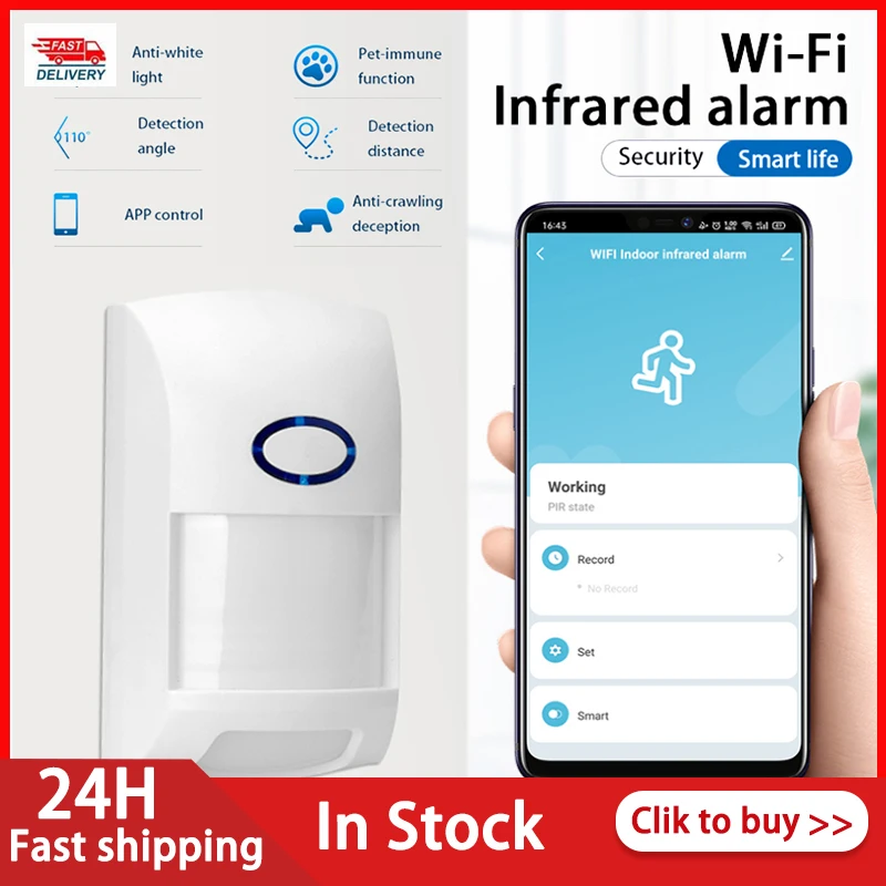 Tuya WiFi inteligente detectores infrarrojos inalámbrico al aire libre PIR alarma Sensor de movimiento Compatible con Tuya APP de vida inteligente APP