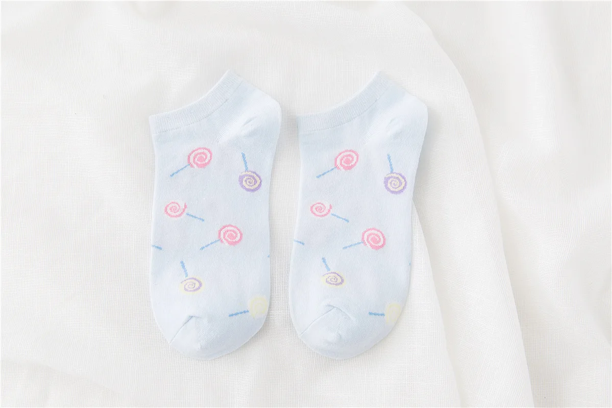 LJIQQ, 3 пары, милые женские носки в виде леденца, милые хлопковые носки, корейский стиль, новые модные весенне-летние носки для девочек