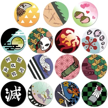 

Demon Slayer: Kimetsu No Yaiba Badge Cartoon Character Brooch Pins Collection Button Badges Bags Cosplay Anime Accessory