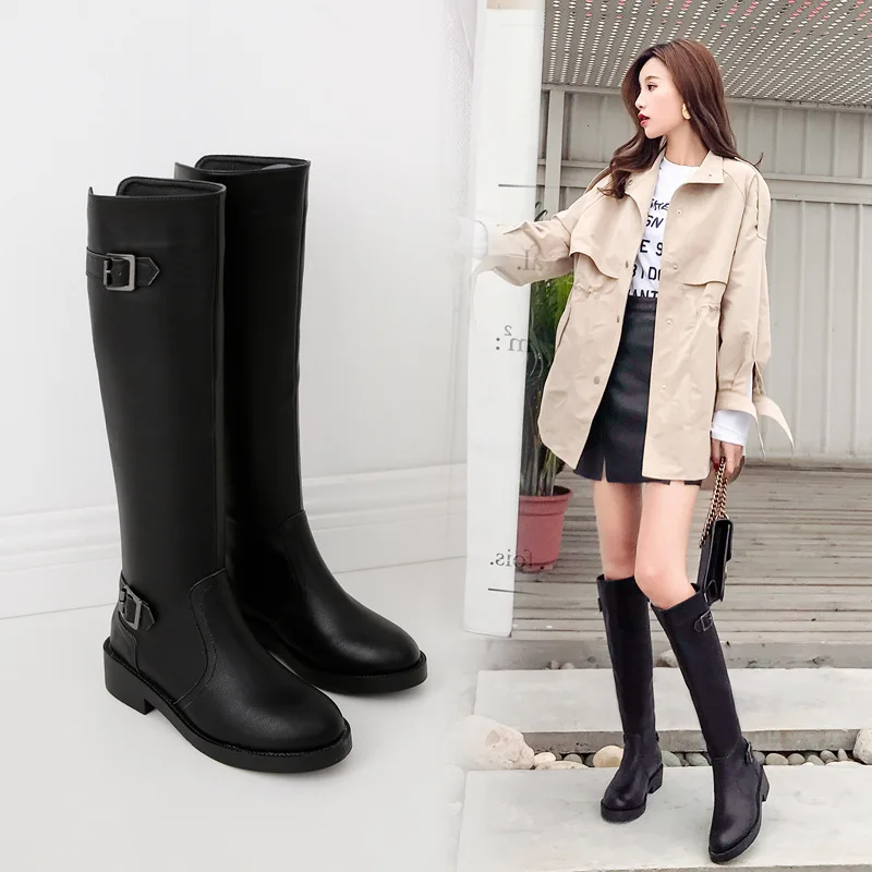 

Winter Shoes Women Autumn Boots Zipper Sexy Thigh High Heels High Sexy Booties Ladies Bootee Woman 2019 Round Toe Med Lady