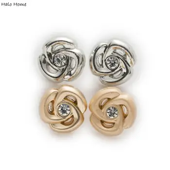 

5pcs Small Flower Shape With Rhinestone Metal Shank Shirt Button Sewing Scrapbooking Apparel Accessories Decor 11mm