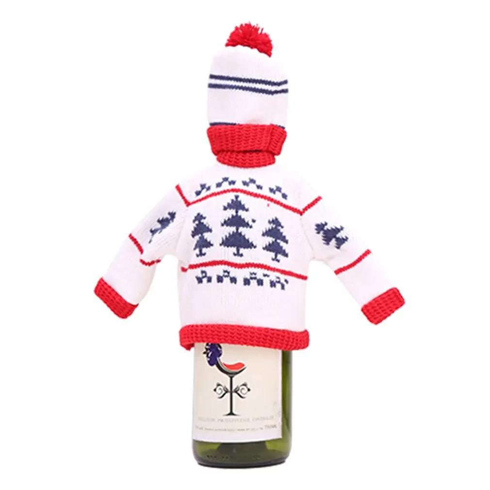 Christmas Wine Cover Sweater Ugly Xmas Tree Reindeer Snowman Red Bottle for Party Decor | Дом и сад