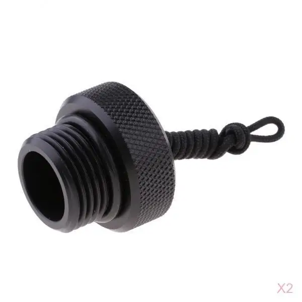 2pcs Scuba Diving Male DIN Tank Valve Dust Cap Threaded Plug Black
