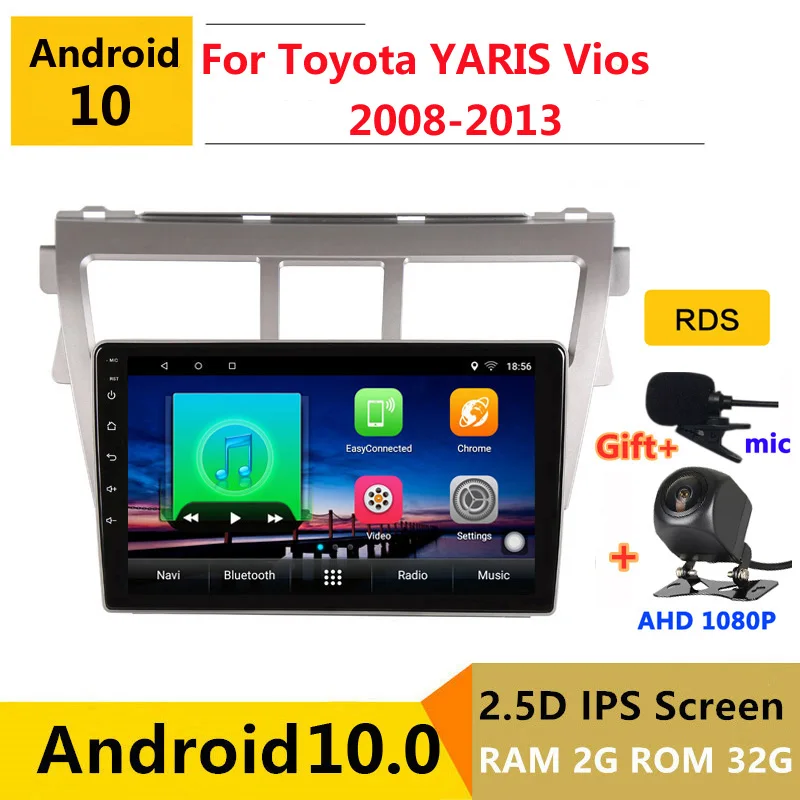 9 дюймов Android 10 автомобильный DVD мультимедийный плеер GPS для Toyota YARIS Vios 2008 2009 2010 2013