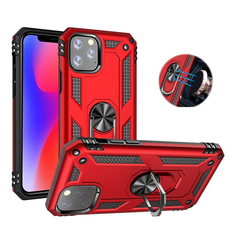 

Luxury Armor Holder Ring Phone Case For iPhone XR X XS 11 Pro Max Magnetic Bracket Armor Cover For iPhone 7 8 6 6s Plus Capa