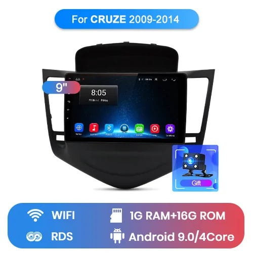 Junsun 4G+ 64G Android 9,0 4G Автомобильный Радио Мультимедиа Видео плеер навигация gps WiFi 2 din для Chevrolet CRUZE 2009- без DVD - Цвет: WIFI (1GB 16GB)