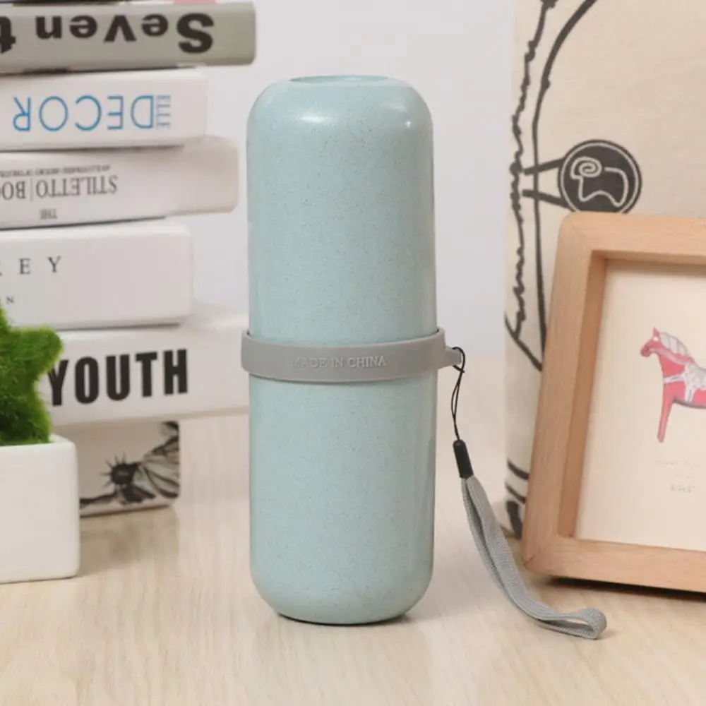 blue Чашка из пшеничной соломы чашка держатель для зубной щетки с зубной щеткой Ванная комната умывальник органайзер для зубной пасты портативная дорожная чашка для полоскания рта - Цвет: blue