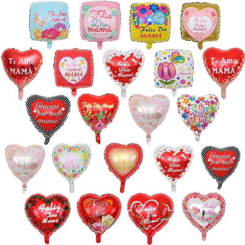 10 шт 18inch испанский с надписью &quotЯ люблю тебя мама/I Love You сердце шарики из фольги