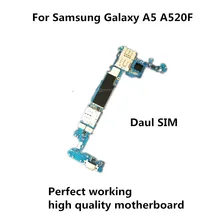 Daul SIM Unlocked Original USED Motherboard For Samsung Galaxy A5 A520F Mainboard With Full Chips Android OS Logic board