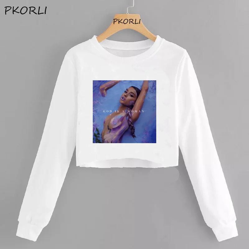 5 Ариана Гранде кроп повседневные худи и свитшоты подсластитель Crewneck Толстовка Осень 7 колец Женская Толстовка Harajuku Толстовка - Цвет: 5