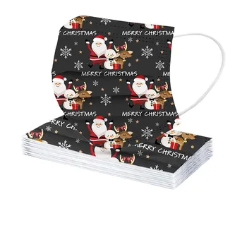 

50pcs Disposable Mask Christmas Printed Adults Soft Mouth Face Mask 3 Layers Ply Filter Desechables Adultos Mascherine Mascaras