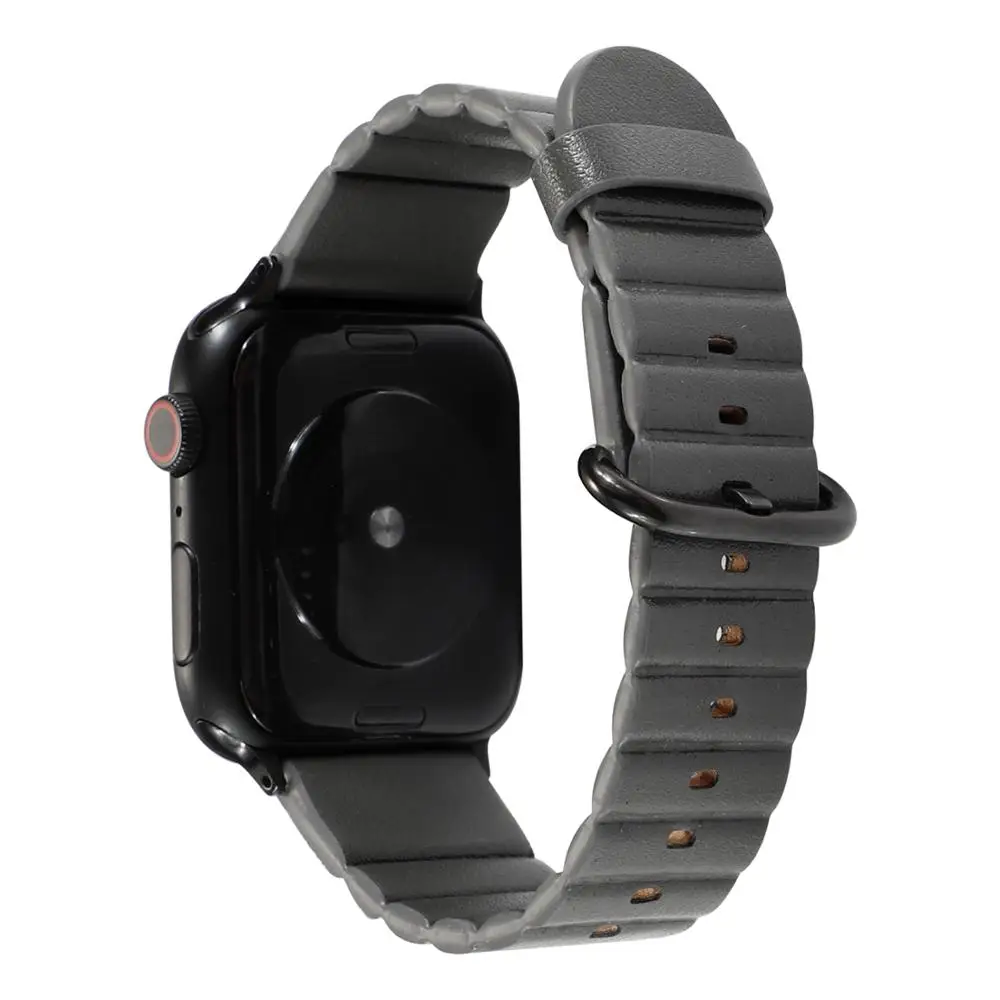grey Ремешок для Apple Watch 38 мм 42 мм iWatch 4 5 ремешок 44 мм 40 мм спортивный кожаный браслет correa Apple watch 3 2 1 Аксессуары - Цвет ремешка: grey