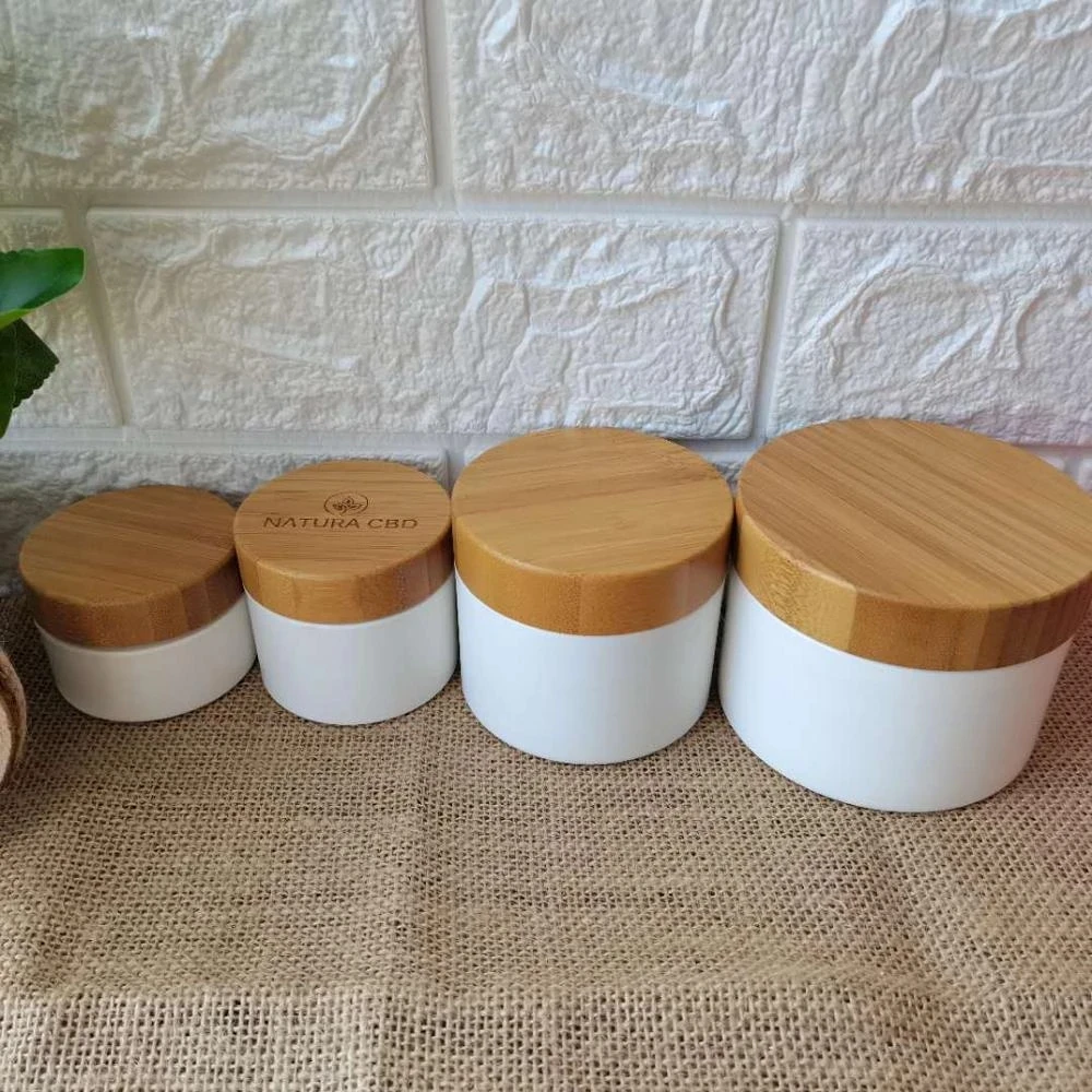 

Natural bamboo lids White bamboo jars 100g 150g 250g 50g plastic PP bottles cosmetic packaging body cream jars