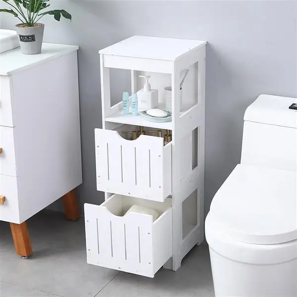 Three-Layer Two-Drawer Shelf Home Bathroom Bedroom Waterproof Storage Cabinet Rack Living Room Furniture PVC Three-Layer Two-Drawer Shelf Home Bathroom Bedroom Waterproof Storage Cabinet Rack Living Room Furniture PVC