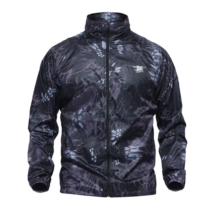 Тактическая Военная куртка, одежда, быстросохнущая Ультралегкая камуфляжная куртка для кожи, уличная охотничья Водонепроницаемая повседневная куртка - Цвет: Black Camo