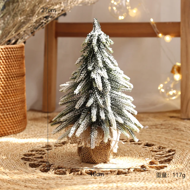 2022 Christmas Mini Desktop Flocking Tree Falling Snow Snow Covered Christmas Tree Window Hotel Shopping Mall Holiday Decoration|Trees| - Aliexpress