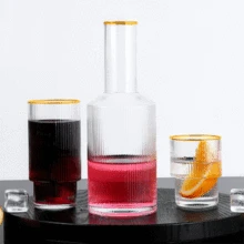 Вертикальная чашка в полоску прозрачный хрусталь, стекло чашка два секции бутылка холодной воды домашний бар молоко чай Пиво Вино стакан для сока