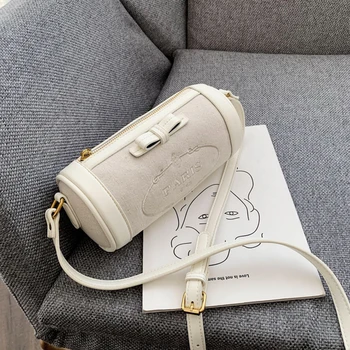 

shoulder bags for women 2020 luxury crossbody ladies designer canvas fashion vintage barrel-shaped pillow small mini sling bag